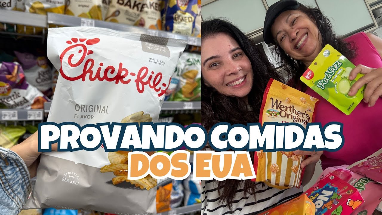 PROVANDO COMIDAS DOS EUA | BATATA CHICK FIL A E PIPOCA DE CARAMELO
