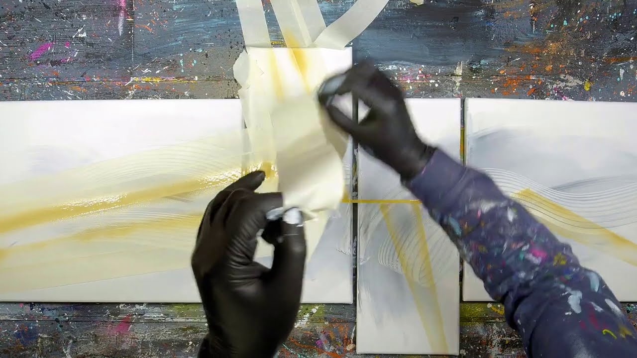 Abstract Painting Demo On 4 Canvas With Acrylic Paint | Annifer - YouTube