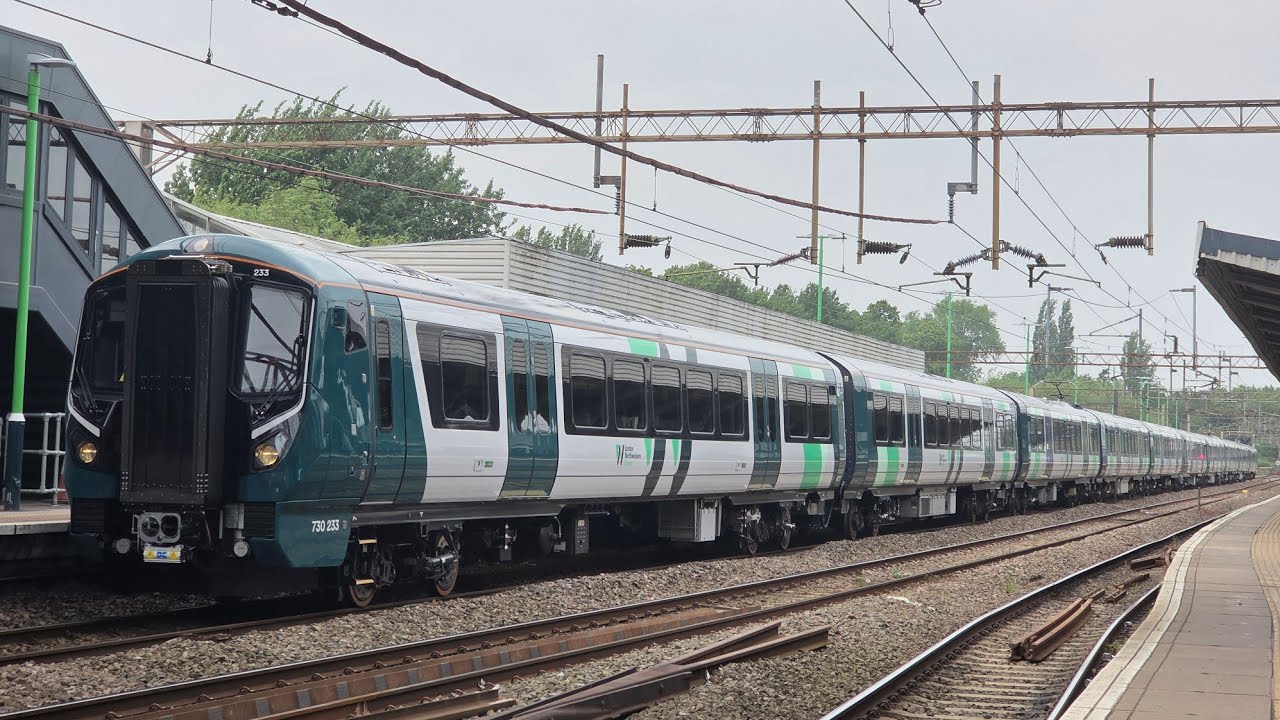 LNR Class 730/2 Aventra departing Northampton on 9/6/2025, first day of service.