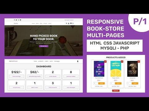 Complete Responsive Book Store Website Design With Admin Dashboard || HTML CSS JavaScript PHP MySQL