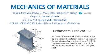 Fundamental Problem 7.7 Determine the maximum spacing s of the bolts