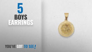 Top 10 Boys Earrings 2018 ICE CARATS 14k Yellow Gold Saint Michael Medal Pendant Charm Necklace