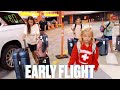 CHECKING SEVEN BAGS FOR SIX PEOPLE AND FLYING WITH FOUR KIDS AT 5AM | EARLY MORNING FLIGHT WITH KIDS