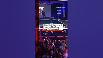 Elon Musk dances with robot as $1tn pay-deal approved by shareholders. #Tesla #ElonMusk #BBCNews