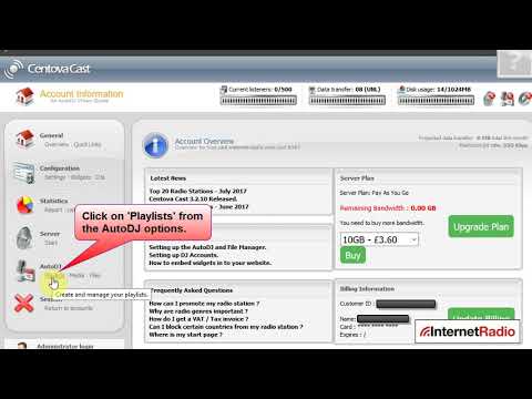 Configuring the Centovacast AutoDJ feature (Internet Radio)