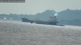 Submarine passing tanker in Holy loch Dunoon Scotland