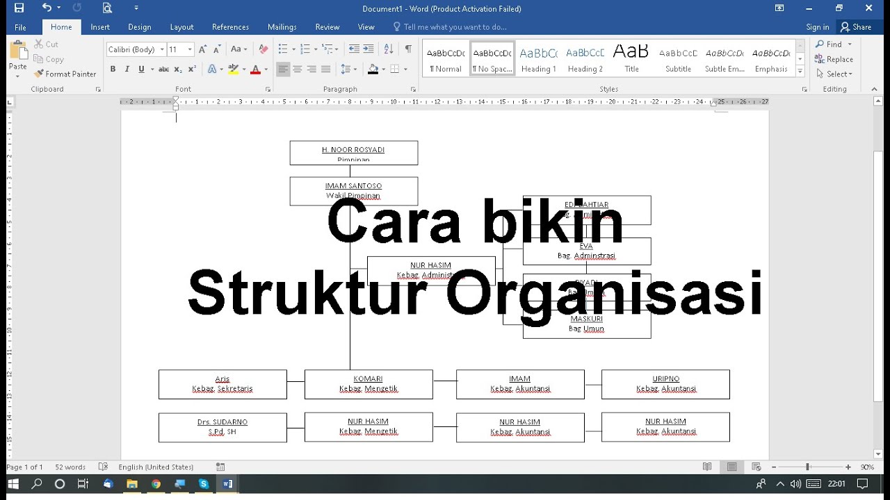 cara membuat struktur organisasi di word dengan mudah dan cepat - YouTube