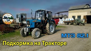 Подкормка зерновых культур, удобрениями второй раз за сезон на Тракторе МТЗ 82.1