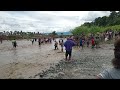Crossing river by foot