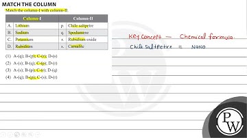 MATCH THE COLUMN Match the column-I with column-II. \begin{tabular}{|l|l|c|l|} \hline \multicolu...