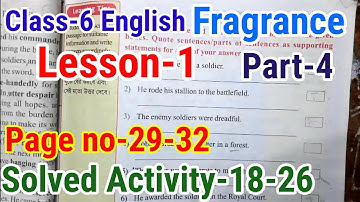 Class-6 English Fragrance Lesson-1 Page no-26 to 28 || Bengali analysis with solved activity ||