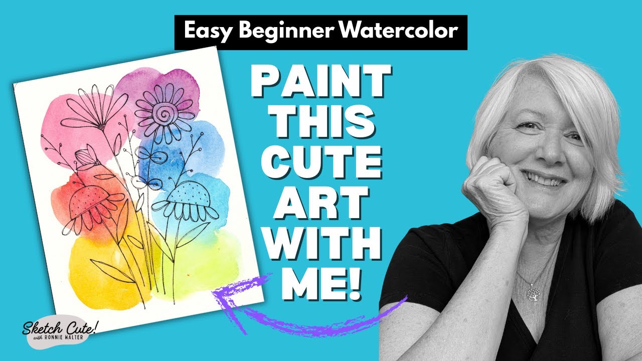 Line and Watercolor Flowers Tutorial-Perfect for Beginners! - YouTube