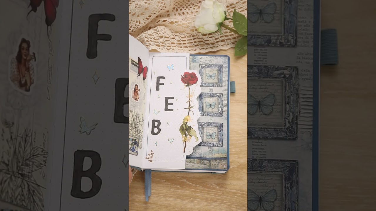 February bullet journal cover spread idea.