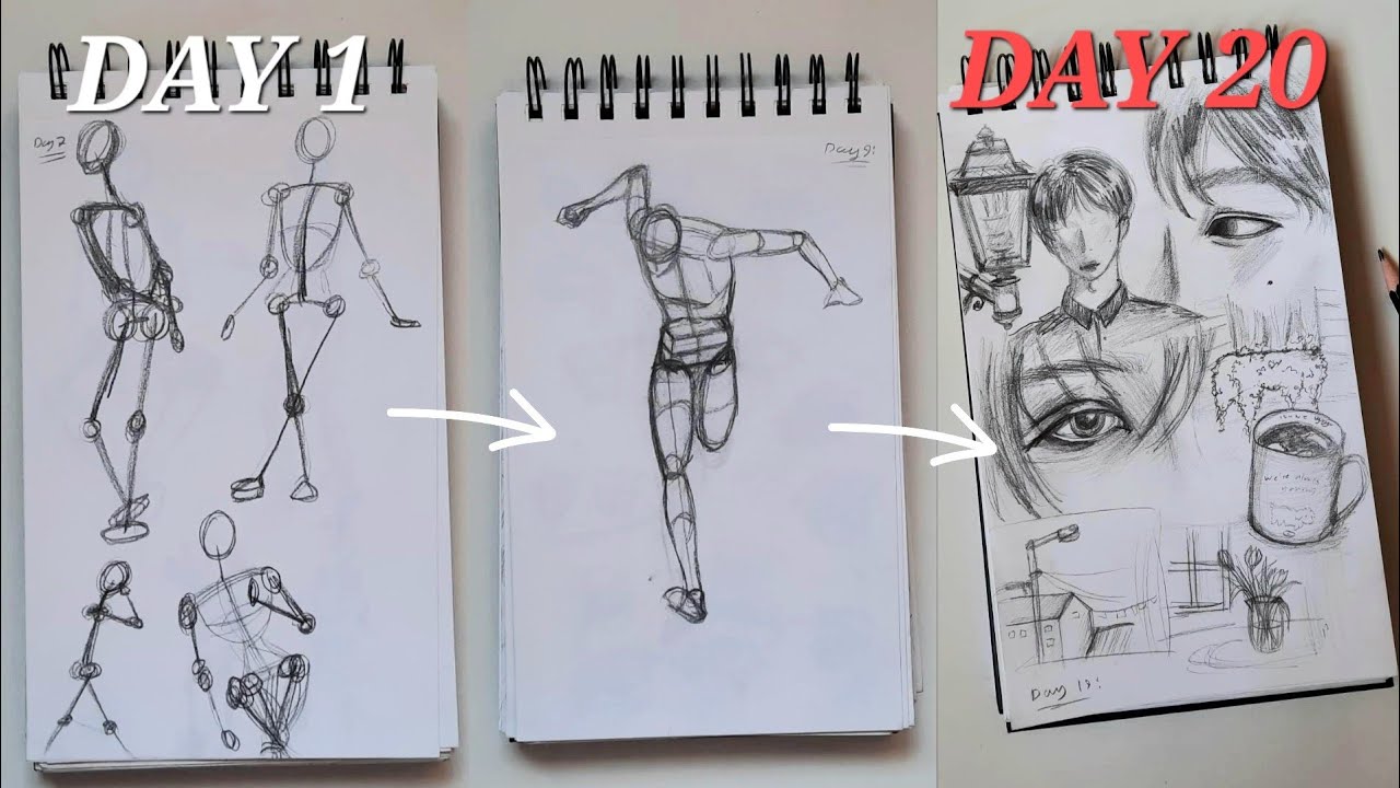 تعلم اساسيات الرسم في 20 يوم !! ️🗒 ️ - YouTube