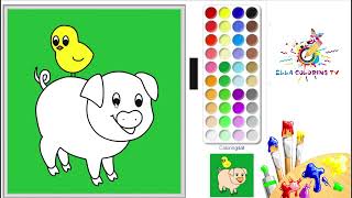 Pig And Chicken Online Coloring Page - Ella Coloring Tv