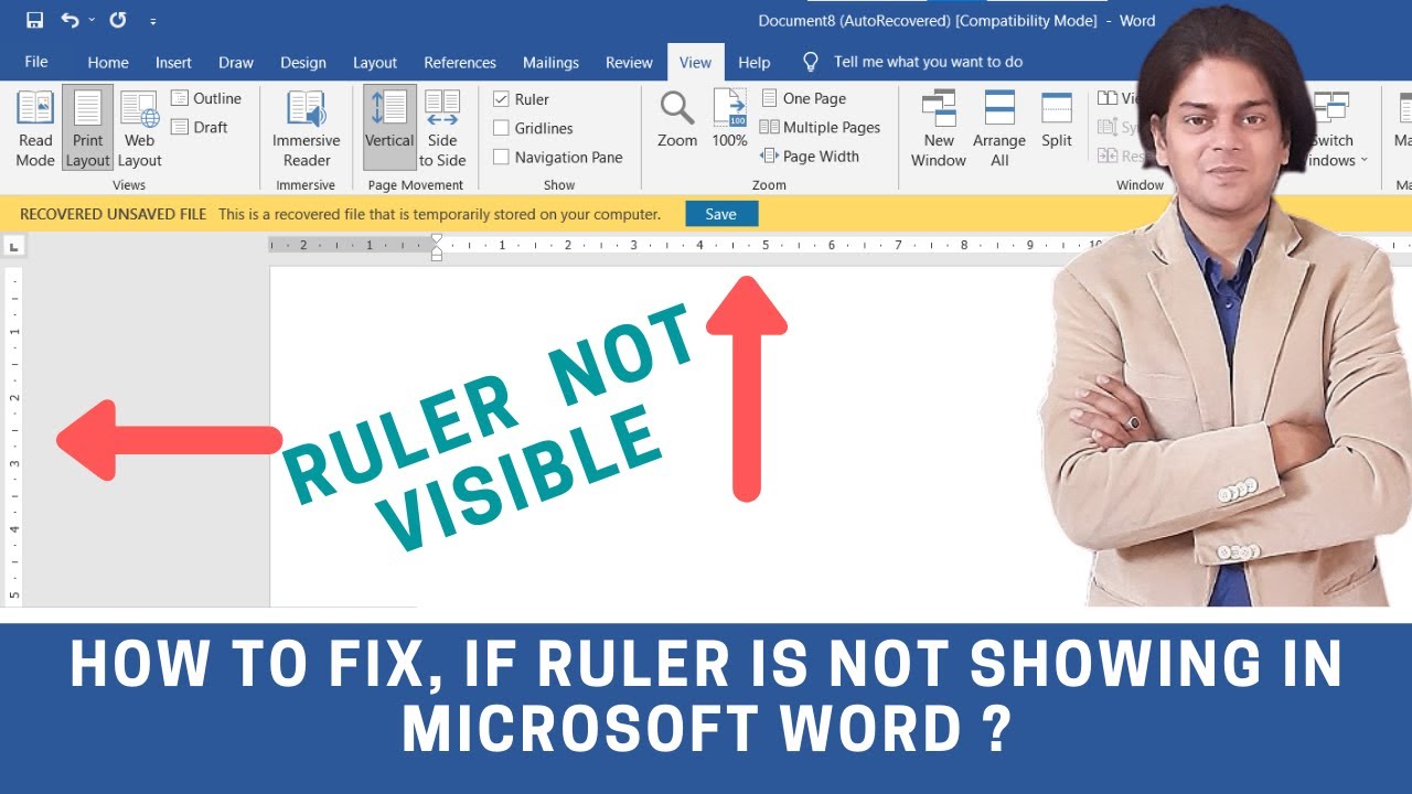 always show ruler in word 2013 startup