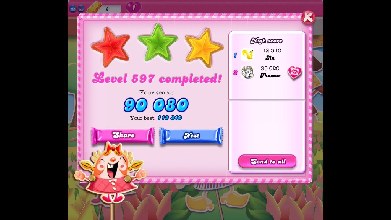 Candy Crush Saga Level 597 ★★★ NO BOOSTER - YouTube