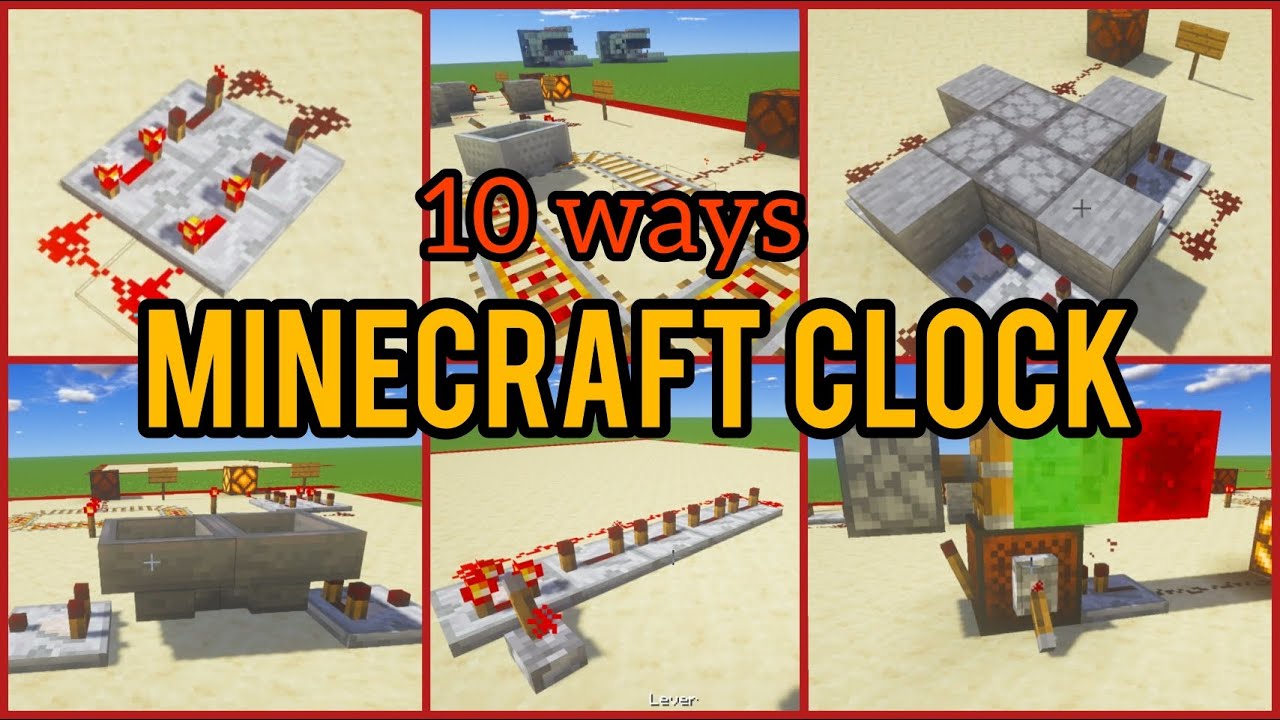 Minecraft | 10 ways to build a clock | Tutorial - YouTube