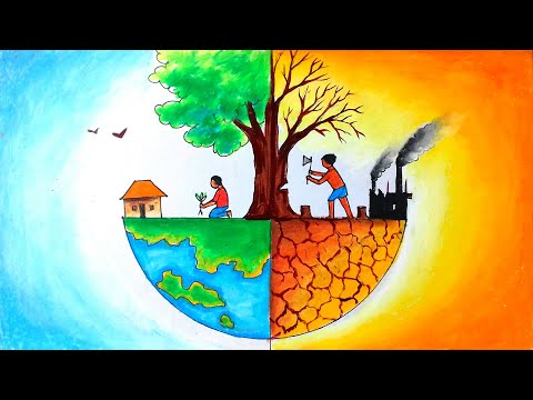 World Environment Day Drawing | Environment Day Poster | Environment Day  Drawing Easy | Easy drawings, World environment day, Environmental posters