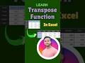 Transpose Function in Excel | Data Analysis in Excel #excel #transpose #exceltips