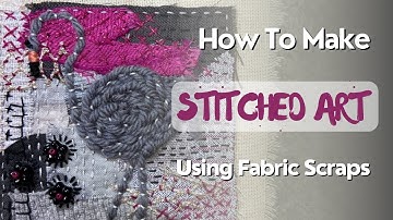 How To Make Slow Stitched Art Using Small Fabric Scraps - Flamingo #stitching #embroidery