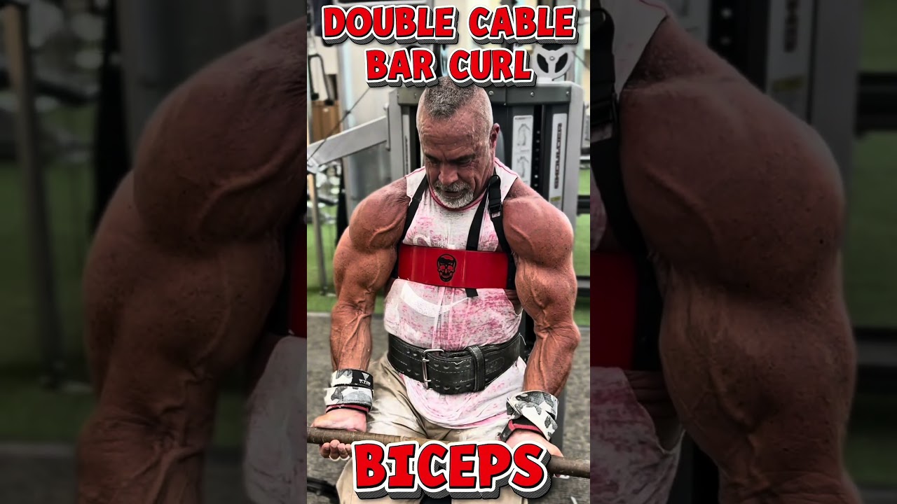 DOUBLE CABLE BAR CURL FOR BICEPS #biceps #workout #motivation #muscle #workouttips