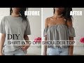 DIY CLOTHING HACK | T-shirt into off the shoulder top