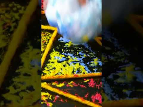 آمووزش نقاشی روی بوم یا تابلو با استفاده از ترفند جالب کاموا نخ و رنگ روغن نقاشی طراحی هنر