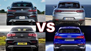 2021 Audi Q5 vs BMW X4 vs Mercedes GLC vs Porsche Macan vs Jaguar F PACE! q5 sportback, x4, glc.