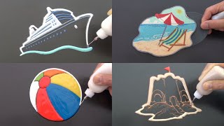 Summer Holiday Pancake Art - Cruise Ship, Beach Walk, Beach Ball, Sand Castle