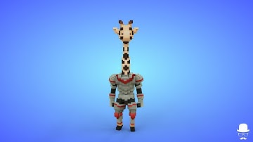 Giraffe Knight Voxel Character - 3D Lowpoly Fantasy Creature - Game Asset