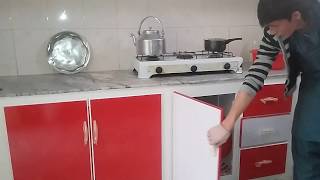 Modular Kitchen Design Simple and Beautiful red and white color