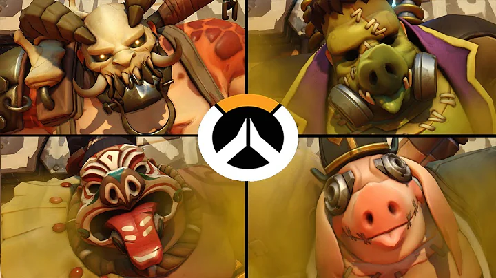 Overwatch - All Roadhog Skins with All Highlight Intros!