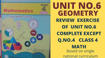 Review Exercise of unit no.6(Geometry)complete except Q .4 class 4 math /single national curriculum