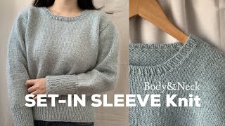 셋인슬리브 라운드넥 니트(1)-어깨경사,몸통,넥라인/Set-in sleeve sweater knit (1)-shoulder slope, body, neckline/되돌아뜨기,W&T