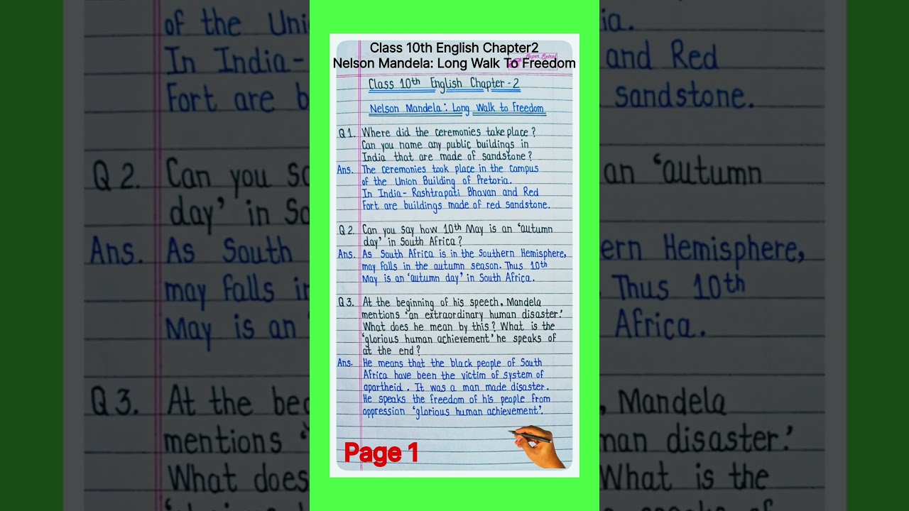 Nelson Mandela Class 10 Question Answer English Chapter 2 First Flight