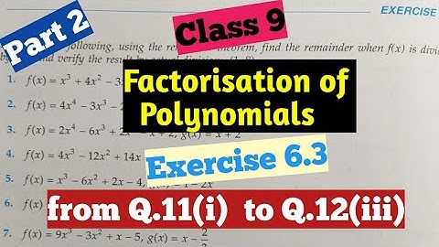 R D Sharma Class 9 Ex 6.3 (Part 2) chapter -6  (Factorisation of polynomials)