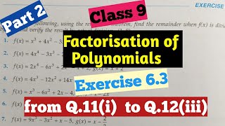 R D Sharma Class 9 Ex 6.3 (Part 2) chapter -6  (Factorisation of polynomials)