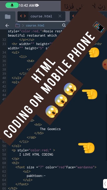 HTML coding on mobile phone 📱#1M views #how to do coding on mobile ...