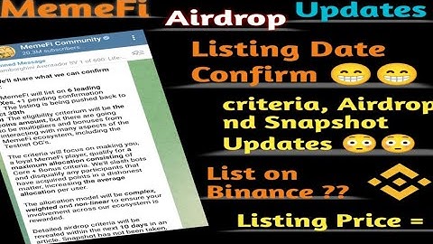 MemeFi Listing Date Confirm || MemeFi Criteria Nd Binance Listing Update || MemeFi Listing Price ||