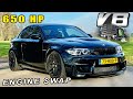 650hp bmw 1m v8  330kmh review on autobahn