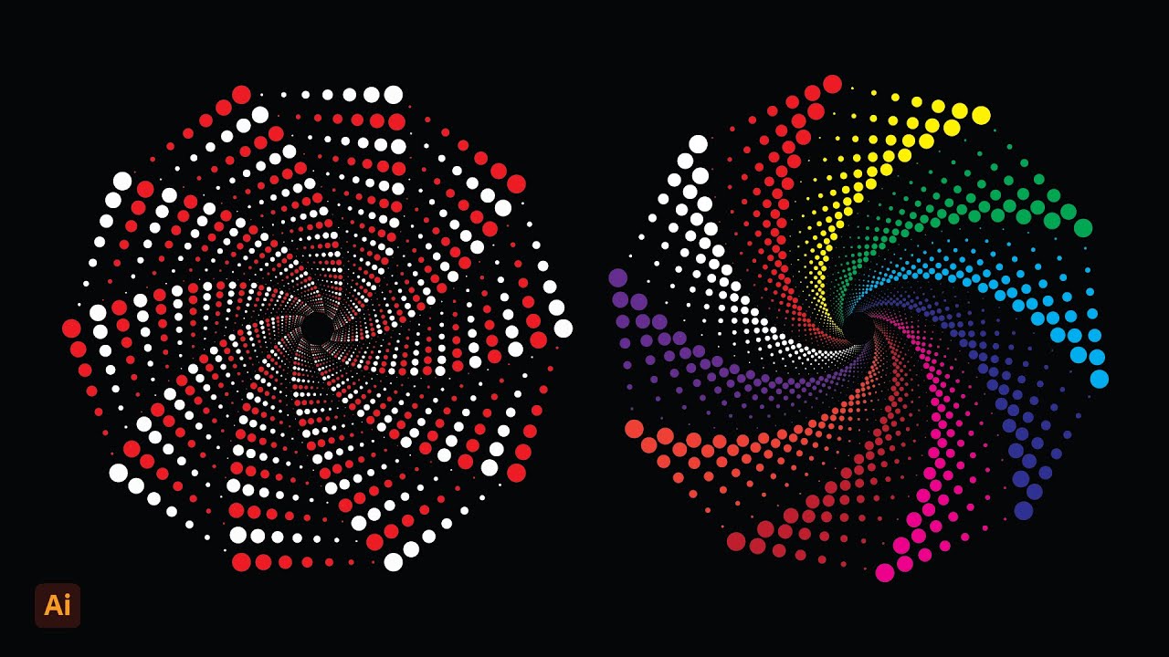 How to create Dotted spiral vortex in Adobe Illustrator: - YouTube