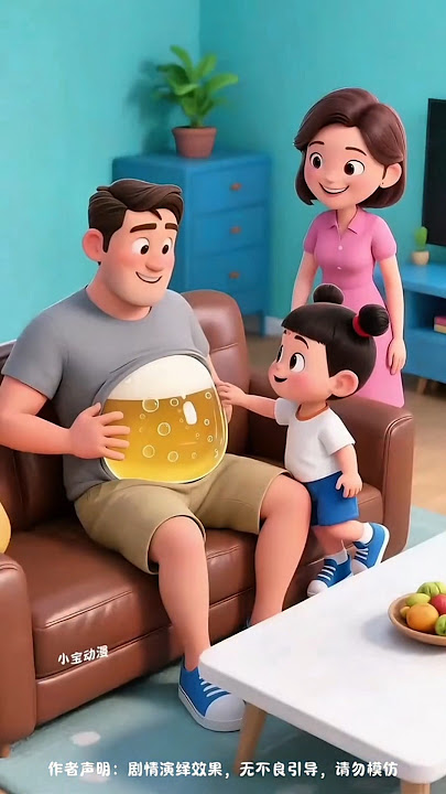 Perut Ayah Gendut Banyak Minum! #shorts #animasi #kartun
