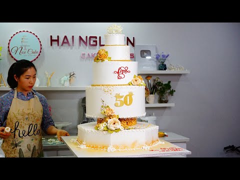 Decorate Wedding Anniversary Cake | Bánh kỷ niện 50 năm ngày cưới | Foci