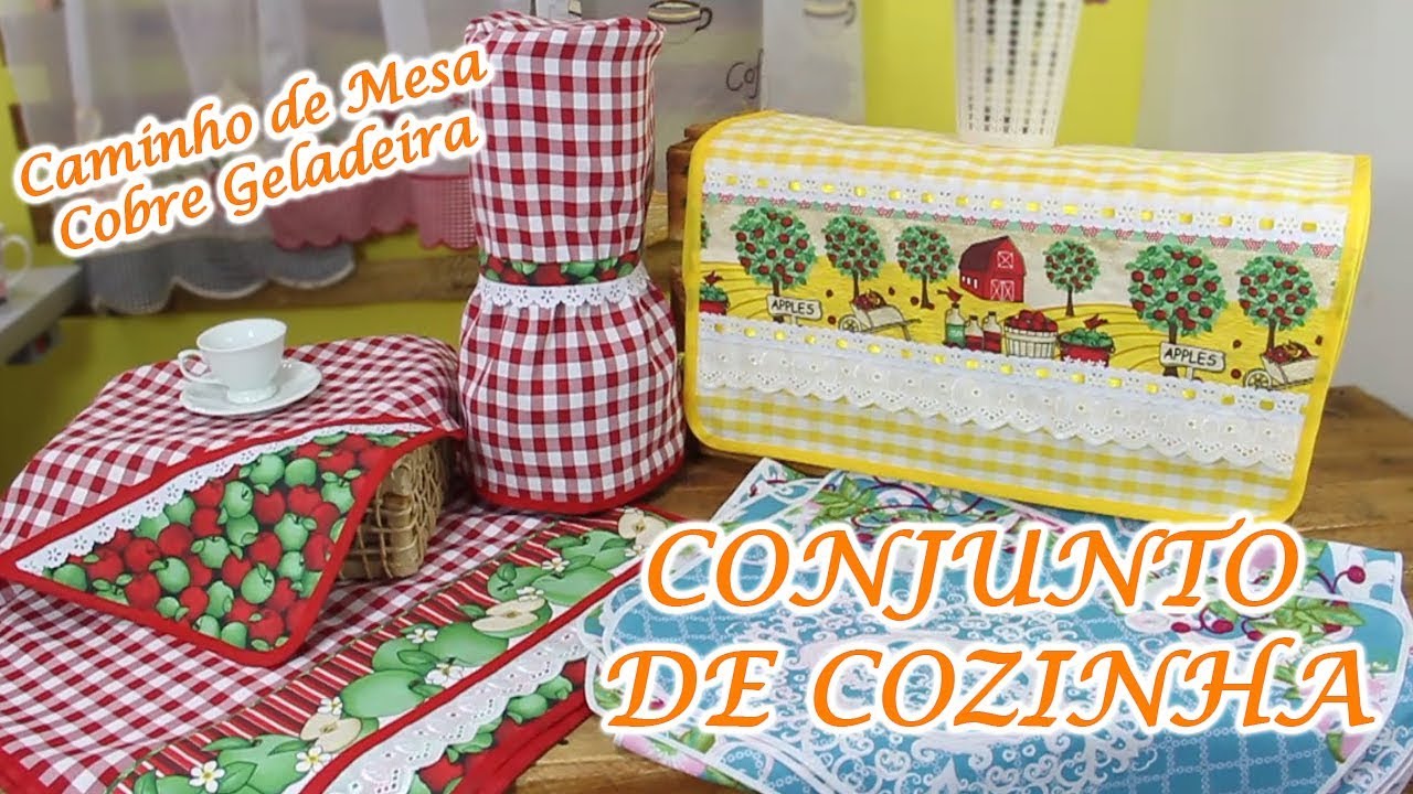 Kit Jogo De Cozinha Completo 6 Pçs Tecido Bordado Oxford