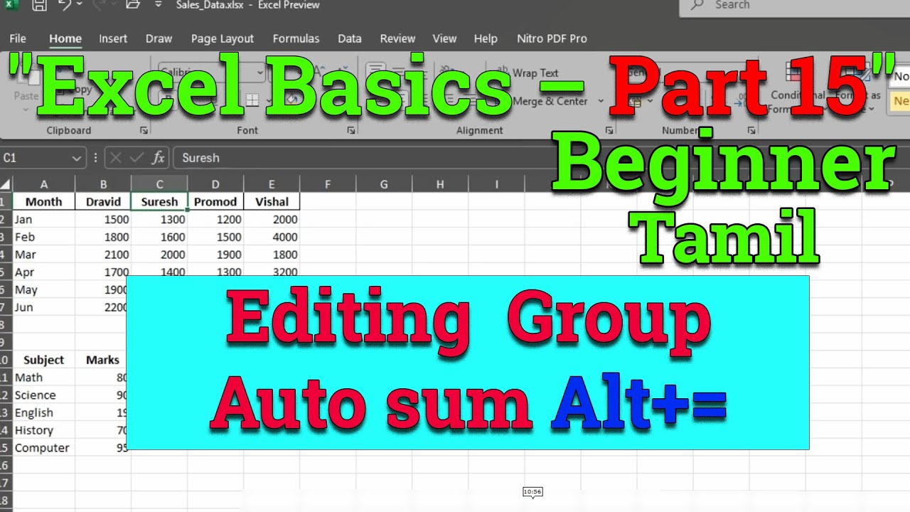 Excel AutoSum Explained – Using Mouse & Keyboard Shortcuts | The Basics ...