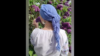 Turban tutorial #315 Прикраса жінки з коротким волоссям. Палантин 90x187 см, бавовна