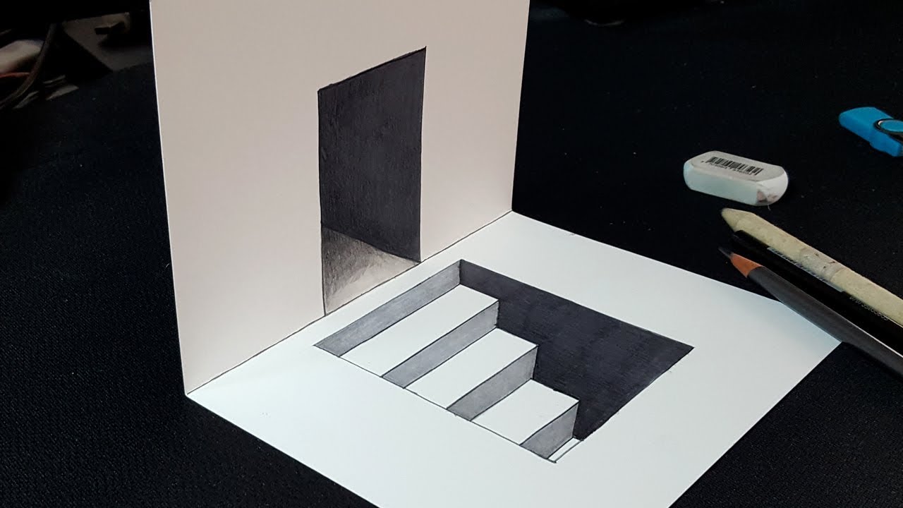 Easy Trick! How to Draw 3D Stairs in Door - Easy 3D ...