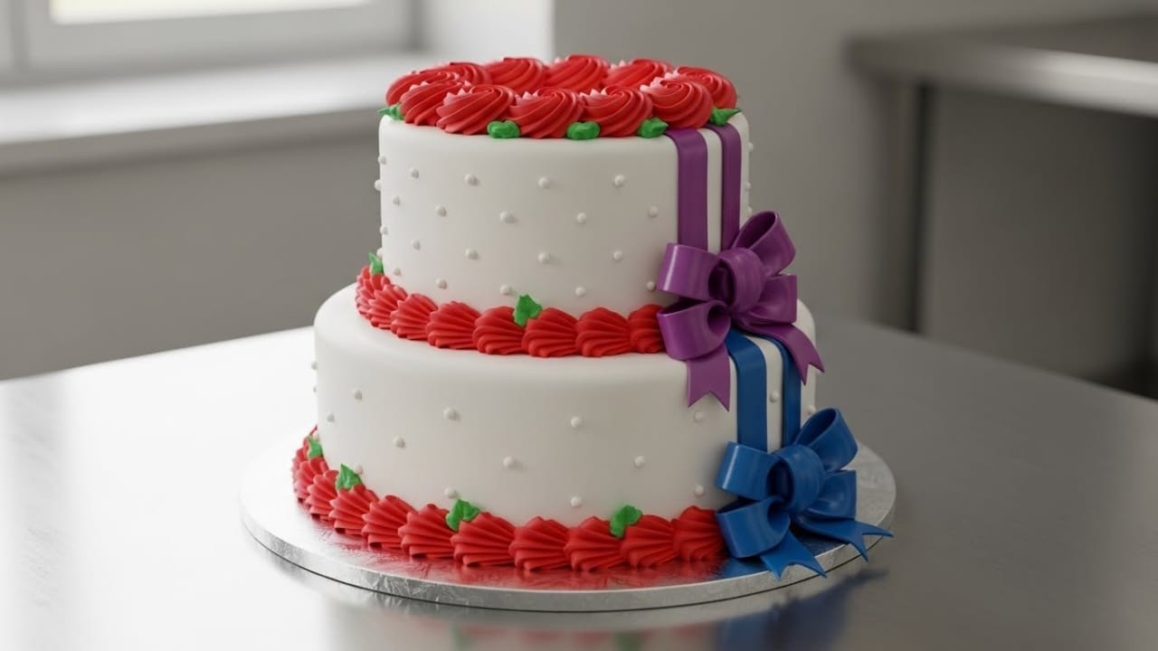 This Beautiful 2 Tier Red & White Cream Cake Will Steal Your Heart 🎂❤️ | Satisfying Cake