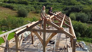 Timber Framed Barn Part 18 Main Roof Purlins